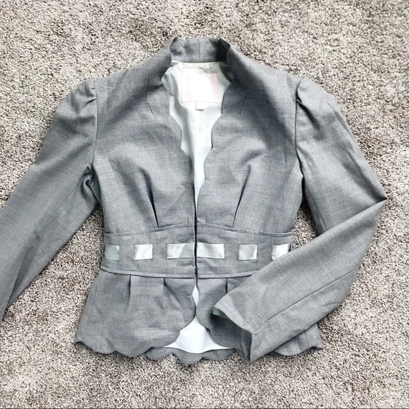 Rebecca Taylor Scalloped Grey Blazer